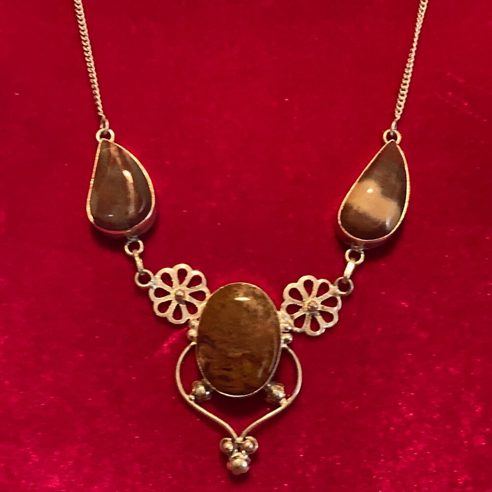 Beautiful .925 silver handmade "Jasper" necklace